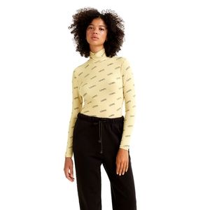 Levi's Women's Graphic Secondskin Turtleneck Top Yellow Sz S, M, L, XL BNWT